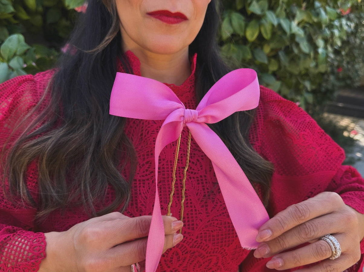 How to Create a Romantic Ribbon Bow Bun Using a Petite Power Pin